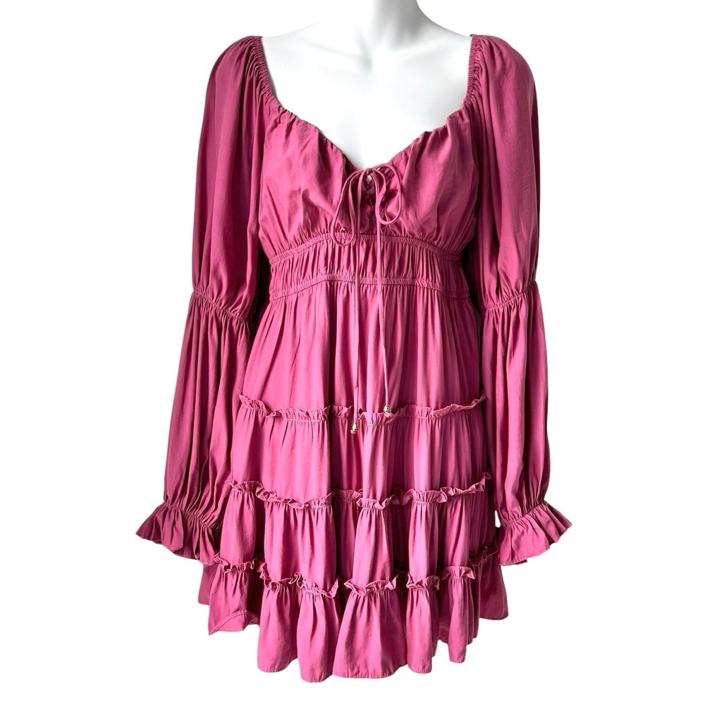 Womens Tiered Babydoll Fairy‎ Dress Medium Rose Milkmaid Coquette Renaissance